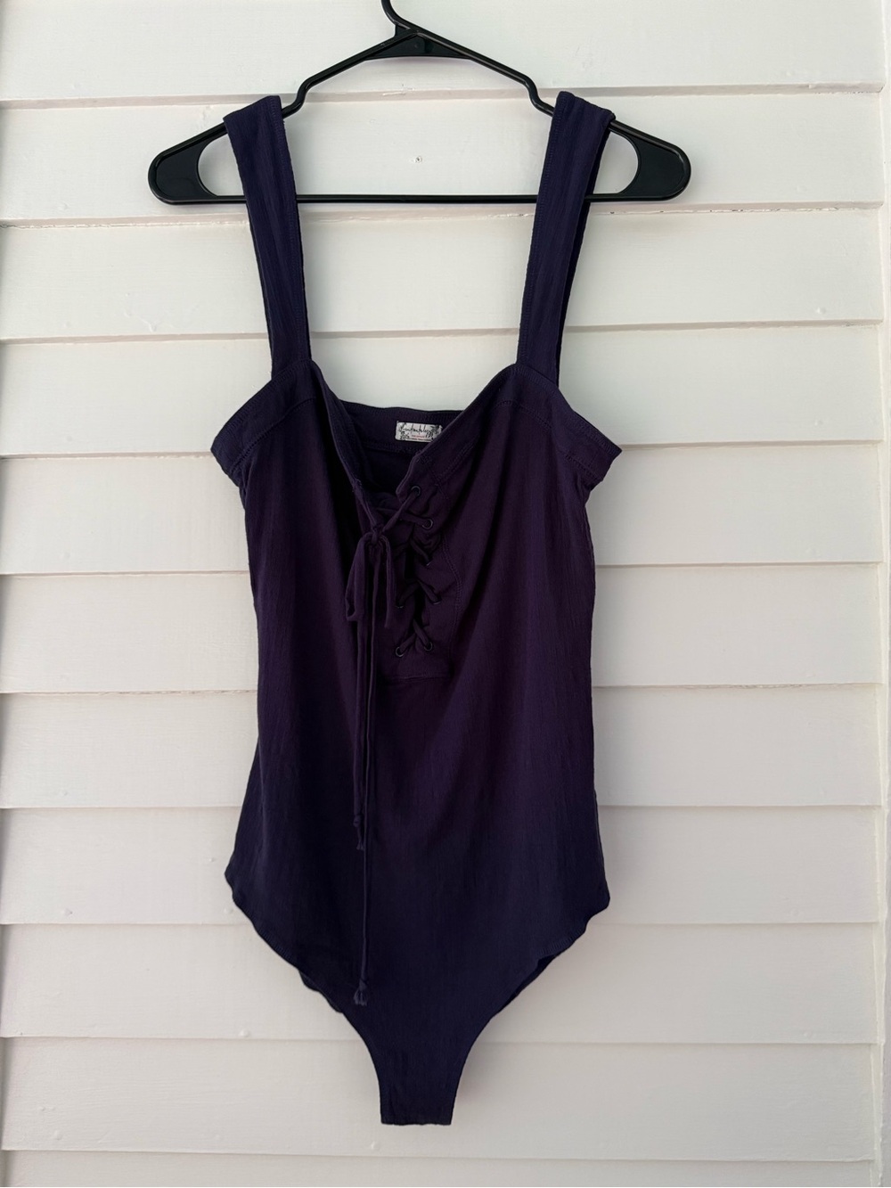 Free People | Intimately Navy Blue Lace-Up Sleeveless Bodysuit Size Large